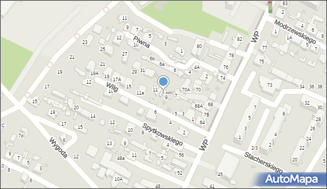 Sosnowiec, Wilg, 9A, mapa Sosnowca