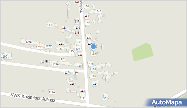 Sosnowiec, Wiejska, 122, mapa Sosnowca