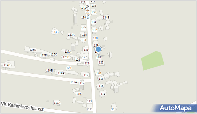 Sosnowiec, Wiejska, 124, mapa Sosnowca