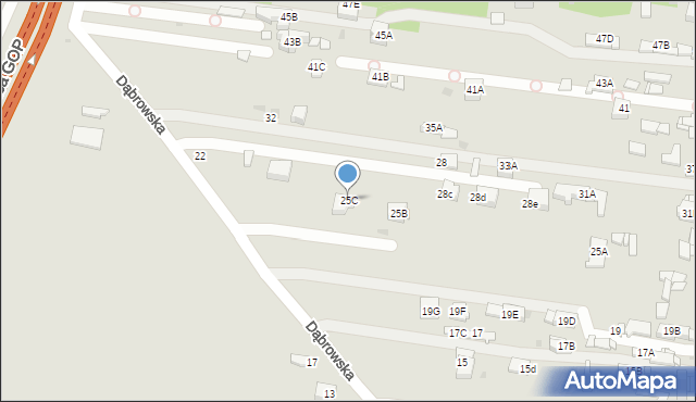 Sosnowiec, Wiejska, 25C, mapa Sosnowca