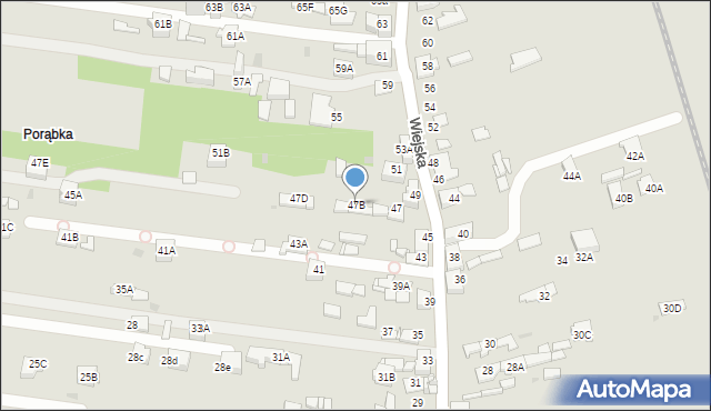 Sosnowiec, Wiejska, 47B, mapa Sosnowca