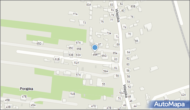 Sosnowiec, Wiejska, 65F, mapa Sosnowca