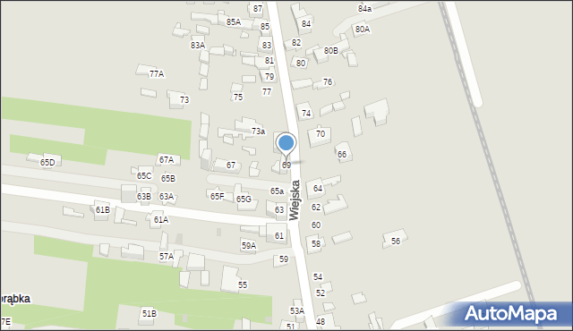 Sosnowiec, Wiejska, 69, mapa Sosnowca