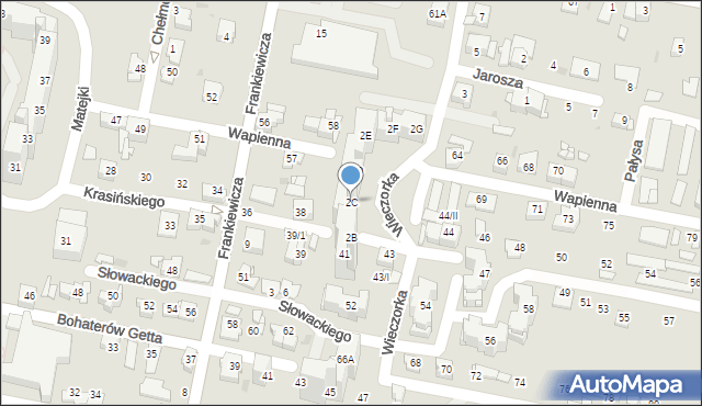 Sosnowiec, Wieczorka Aleksandra, 2C, mapa Sosnowca