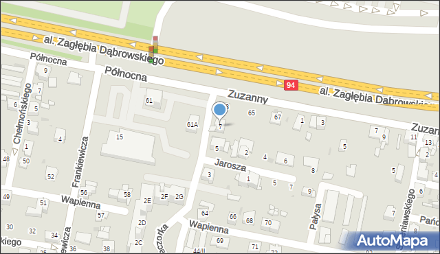 Sosnowiec, Wieczorka Aleksandra, 7, mapa Sosnowca