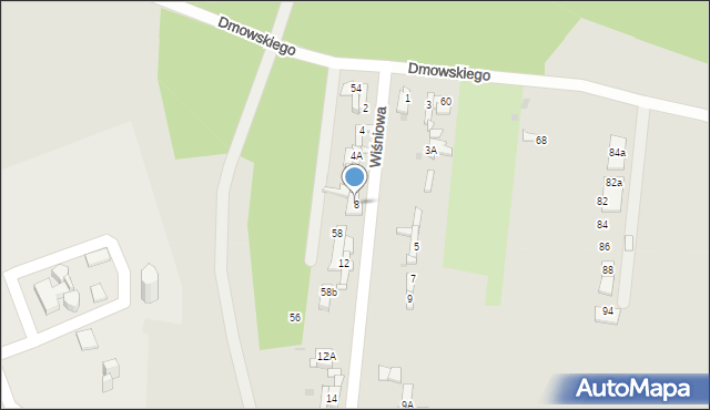 Sosnowiec, Wiśniowa, 8, mapa Sosnowca