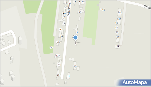 Sosnowiec, Wiśniowa, 9, mapa Sosnowca