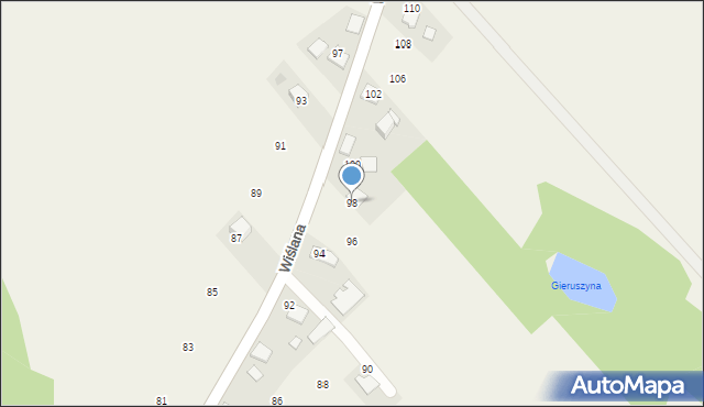 Spytkowice, Wiślana, 98, mapa Spytkowice