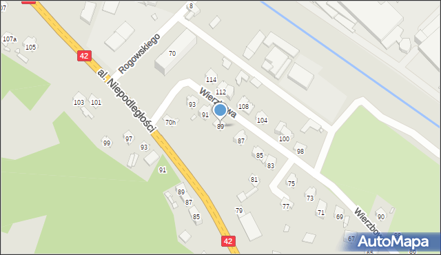 Starachowice, Wierzbowa, 89, mapa Starachowic