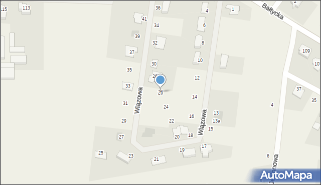 Stare Bielice, Wiązowa, 26, mapa Stare Bielice