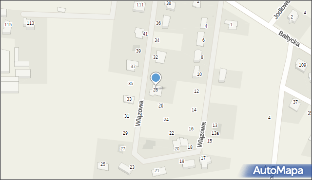 Stare Bielice, Wiązowa, 28, mapa Stare Bielice