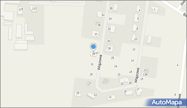 Stare Bielice, Wiązowa, 33, mapa Stare Bielice