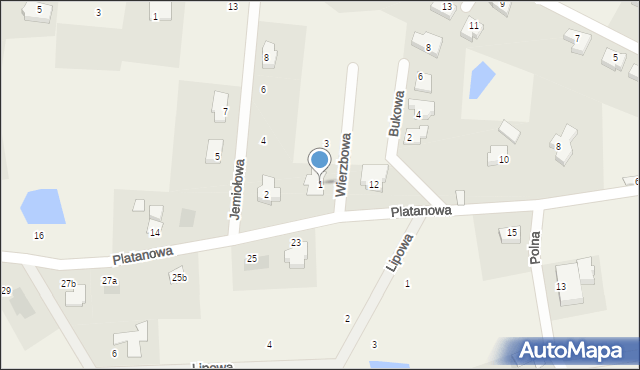 Stare Bielice, Wierzbowa, 1, mapa Stare Bielice