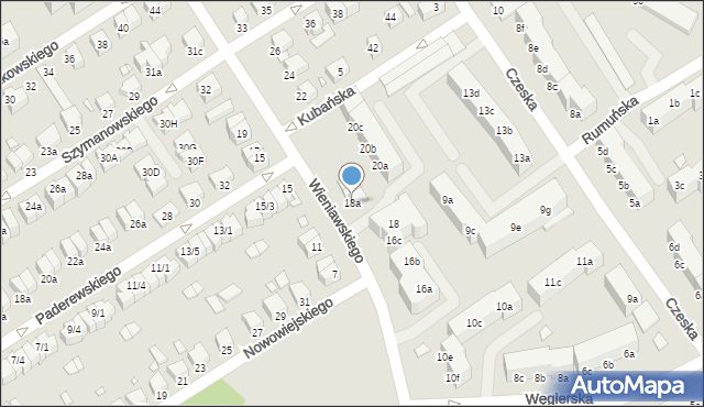 Stargard, Wieniawskiego Henryka, 18a, mapa Stargard