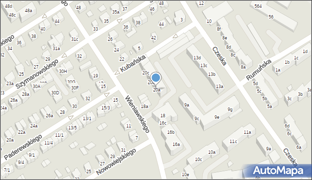 Stargard, Wieniawskiego Henryka, 20a, mapa Stargard