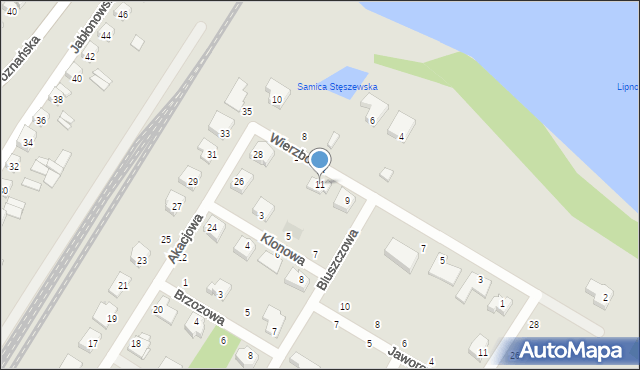 Stęszew, Wierzbowa, 11, mapa Stęszew