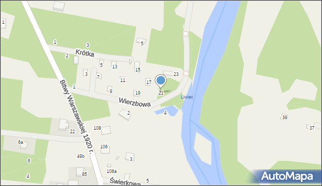 Strachów, Wierzbowa, 21, mapa Strachów