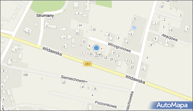 Strumiany, Widawska, 11, mapa Strumiany