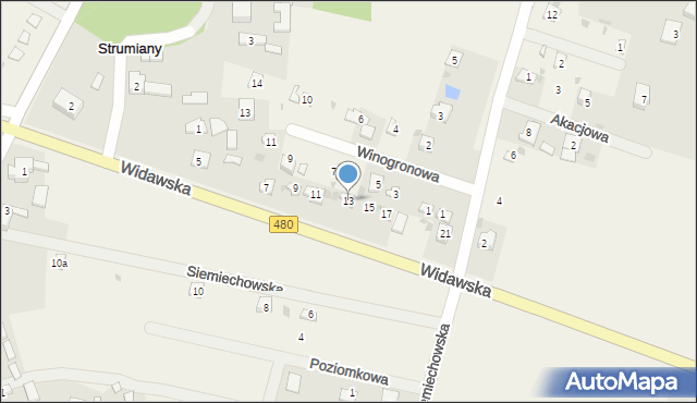 Strumiany, Widawska, 13, mapa Strumiany