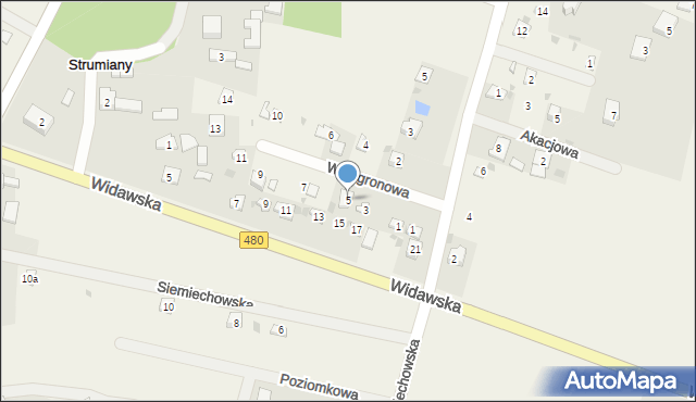 Strumiany, Winogronowa, 5, mapa Strumiany