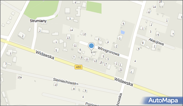 Strumiany, Winogronowa, 7, mapa Strumiany