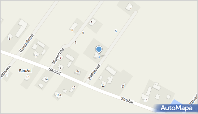 Strużal, Widokowa, 3, mapa Strużal