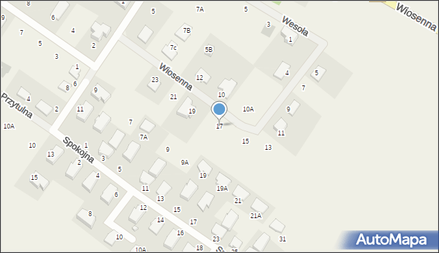 Strzelce Górne, Wiosenna, 17, mapa Strzelce Górne