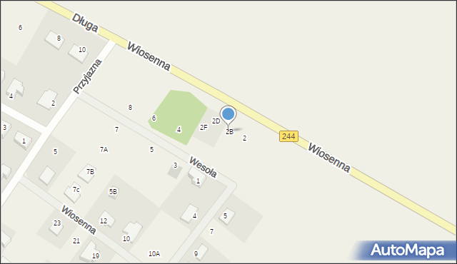 Strzelce Górne, Wiosenna, 2B, mapa Strzelce Górne