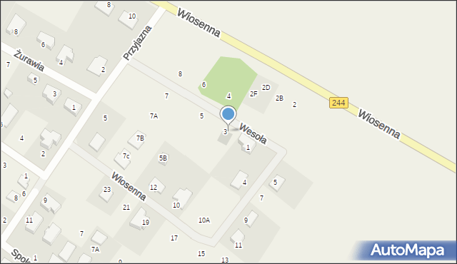 Strzelce Górne, Wiosenna, 3, mapa Strzelce Górne