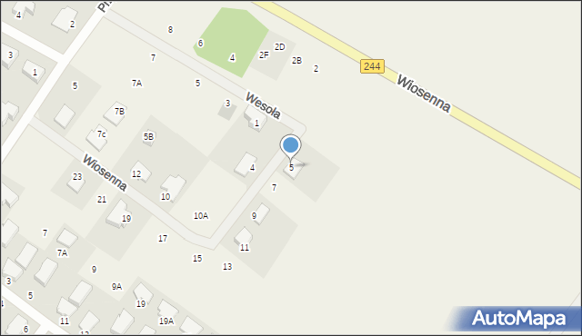 Strzelce Górne, Wiosenna, 5, mapa Strzelce Górne