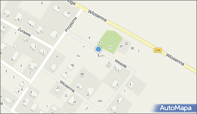 Strzelce Górne, Wiosenna, 5A, mapa Strzelce Górne