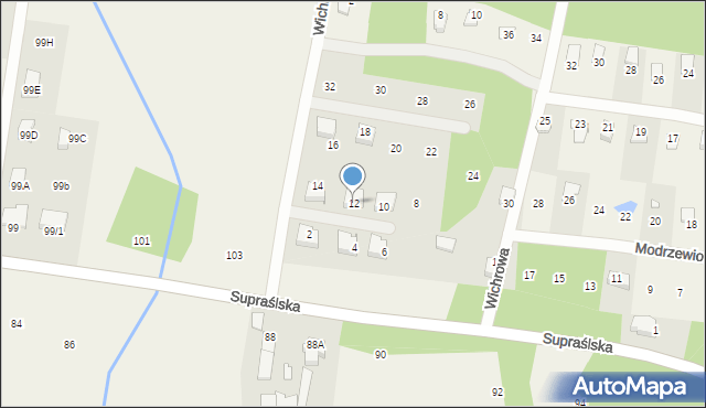 Studzianki, Wichrowa, 12, mapa Studzianki