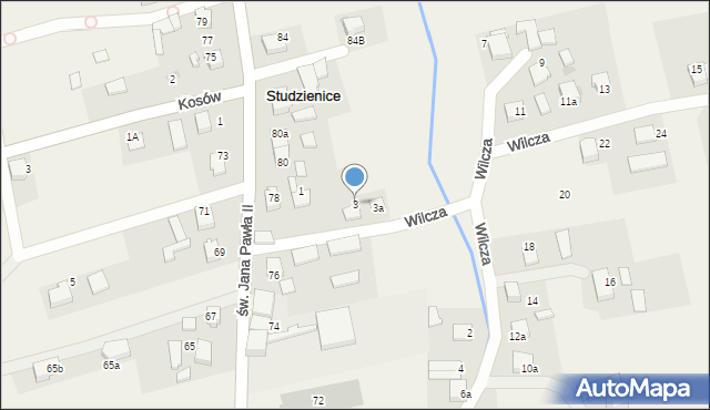 Studzienice, Wilcza, 3, mapa Studzienice