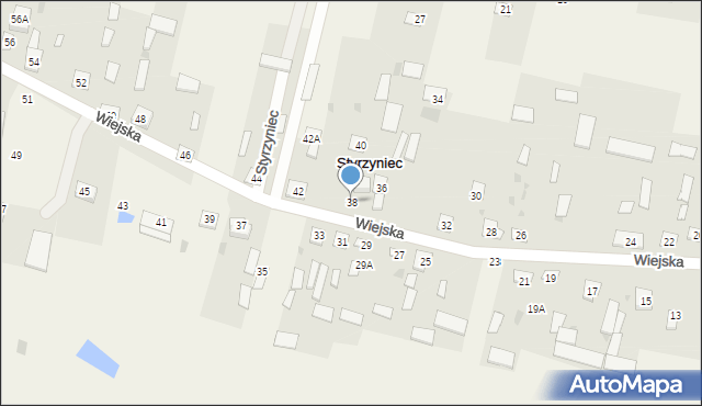 Styrzyniec, Wiejska, 38, mapa Styrzyniec