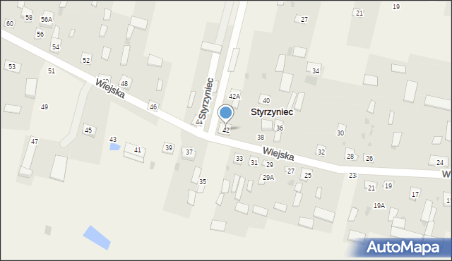 Styrzyniec, Wiejska, 42, mapa Styrzyniec