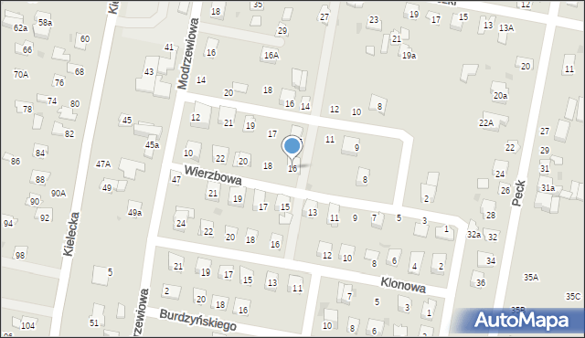 Suchedniów, Wierzbowa, 16, mapa Suchedniów