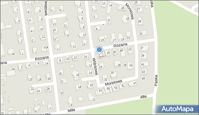 Sulęcin, Wiśniowa, 13, mapa Sulęcin