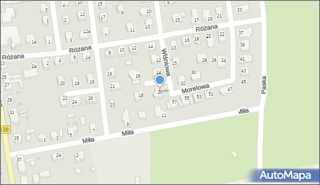 Sulęcin, Wiśniowa, 20, mapa Sulęcin