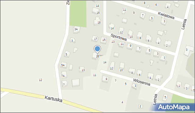 Sulęczyno, Wiosenna, 16, mapa Sulęczyno