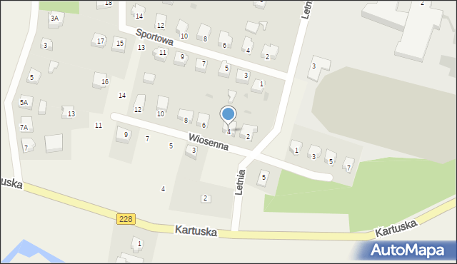 Sulęczyno, Wiosenna, 4, mapa Sulęczyno