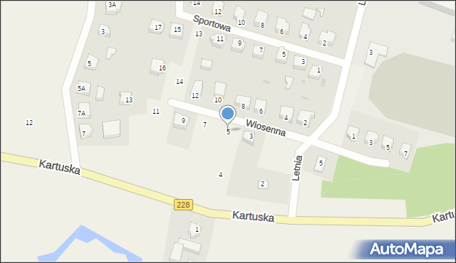 Sulęczyno, Wiosenna, 5, mapa Sulęczyno