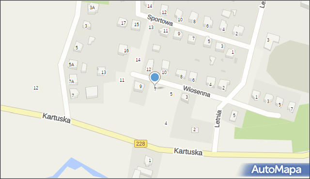 Sulęczyno, Wiosenna, 7, mapa Sulęczyno