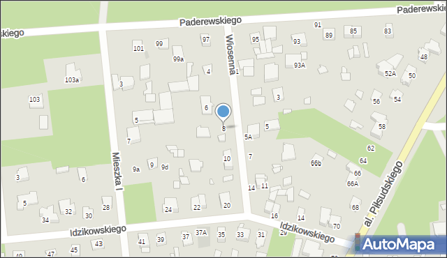 Sulejówek, Wiosenna, 8, mapa Sulejówek