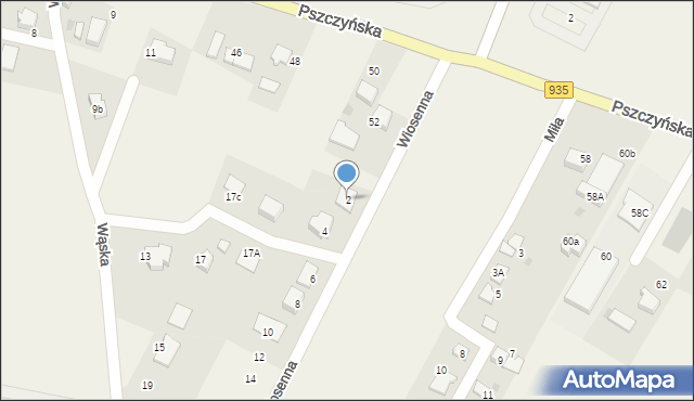 Suszec, Wiosenna, 2, mapa Suszec