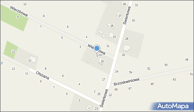 Suszno, Wierzbowa, 1, mapa Suszno