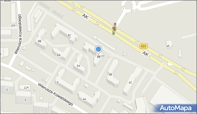 Suwałki, Wierusza-Kowalskiego Alfreda, 6B, mapa Suwałk