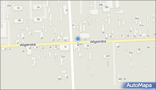 Suwałki, Wigierska, 34, mapa Suwałk