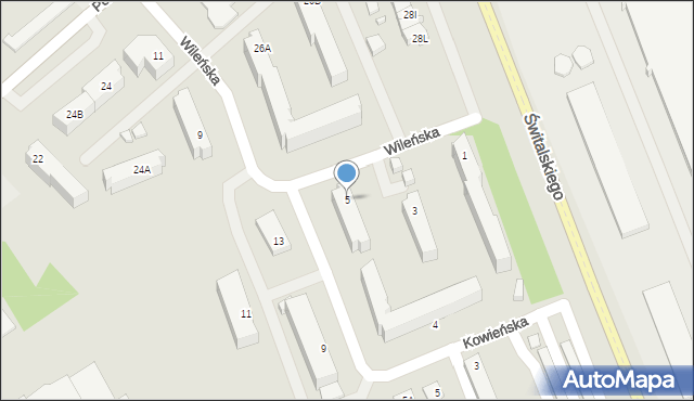 Suwałki, Wileńska, 5, mapa Suwałk