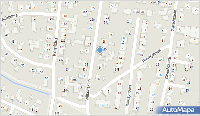 Swarzędz, Wilkońskich Pauliny i Augusta, 32a, mapa Swarzędz
