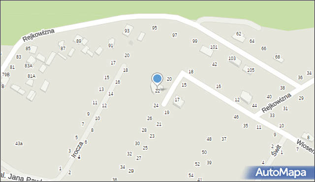 Świdnik, Wiosenna, 22, mapa Świdnika